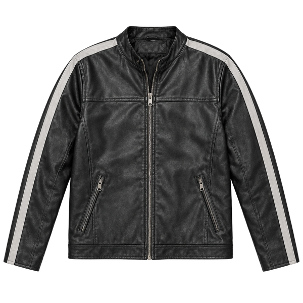 Vintage Arizona Jean Co. Moto Jacket Men's XL | Dark Brown Cafe Racer with Sleeve Stripes Y2K