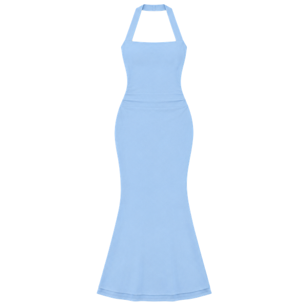 Baby Blue Mesh Bodycon Maxi Dress
