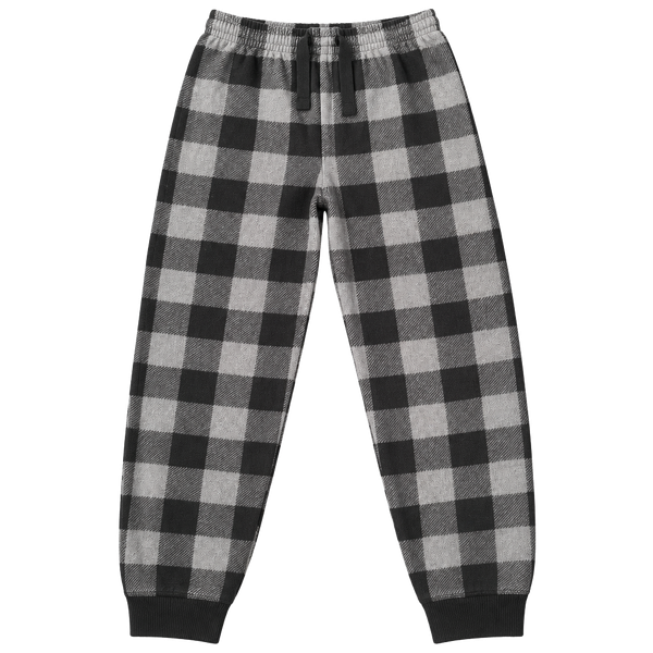 Boys George Pajama Pants Size 10/12 Grey Black Buffalo Plaid Fleece Lounge