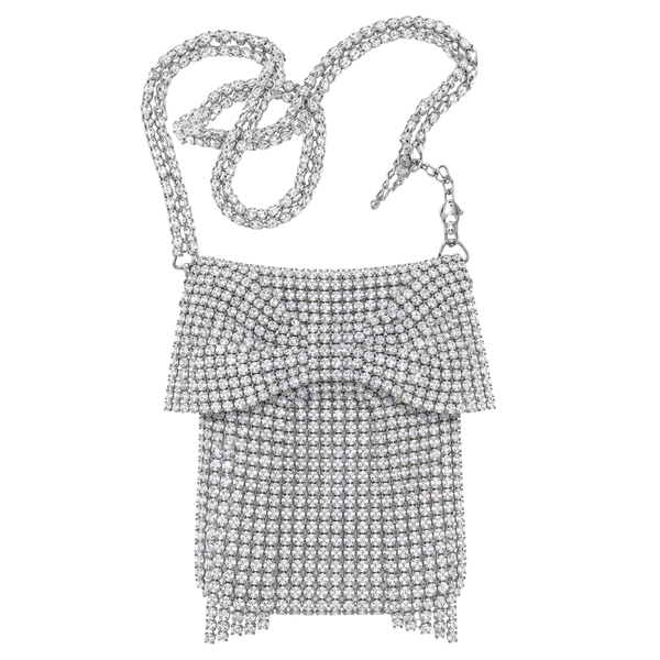Imoshion Rhinestone Bow Crossbody Bag Silver New
