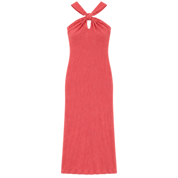 SUNDRY Keyhole Midi Dress Size 2 Coral Pink Twist Halter Sleeveless