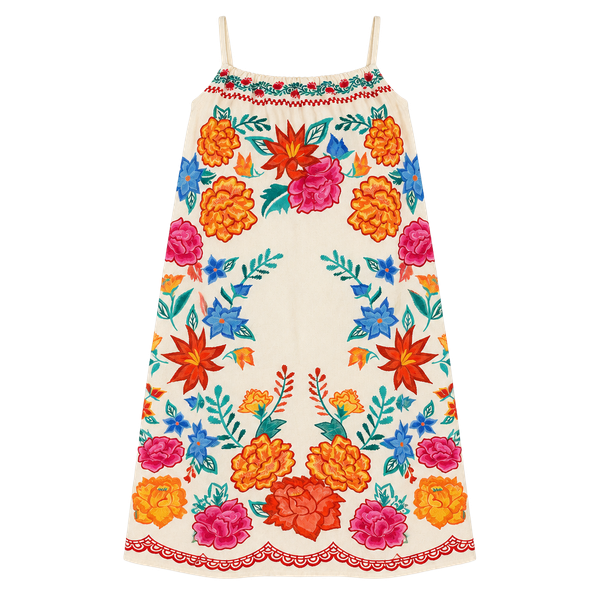 Flying Tomato Floral Embroidered Dress Size M Ivory Boho Cami