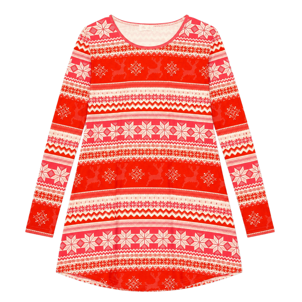 Pink Lily Long Sleeve Christmas Fair Isle Reindeer Nightgown Dress Size S
002-038