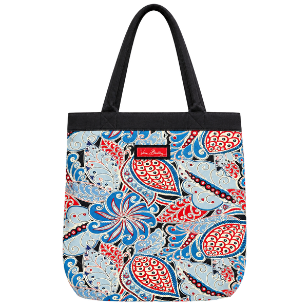 Vera Bradley Seaside Tote Bag Blue Red Paisley Canvas