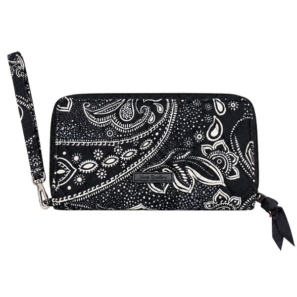 Vera Bradley Stellar Paisley RFID Tech Wristlet Quilted Cotton Wallet