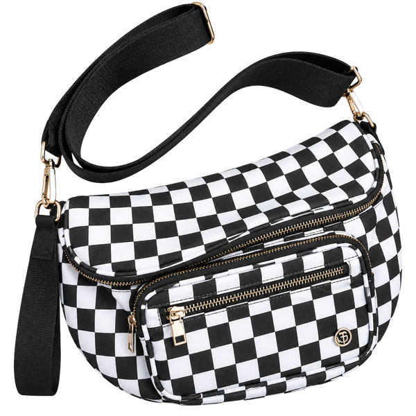Luxury Checkered Crossbody Bag,Spacious Bum Bags for Women Nylon Crossbody Fanny Pack