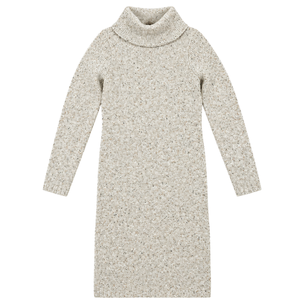 Ralph Lauren Turtleneck Sweater Dress Size PS Neutral Donegal Wool Fall Brown