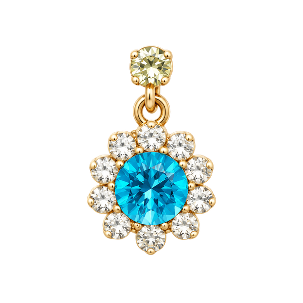 Vintage Blue Rhinestone Screw-Back Dangle Earrings Flower Cluster