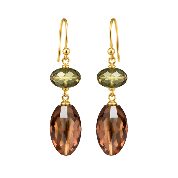 Vintage Style Brown Glass Beaded Dangle Earrings Antique Bronze