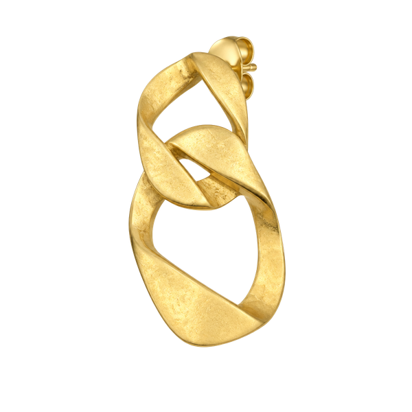 Perris Gold Tone Link Pierced Earrings Brushed Metal Abstract Dangle
