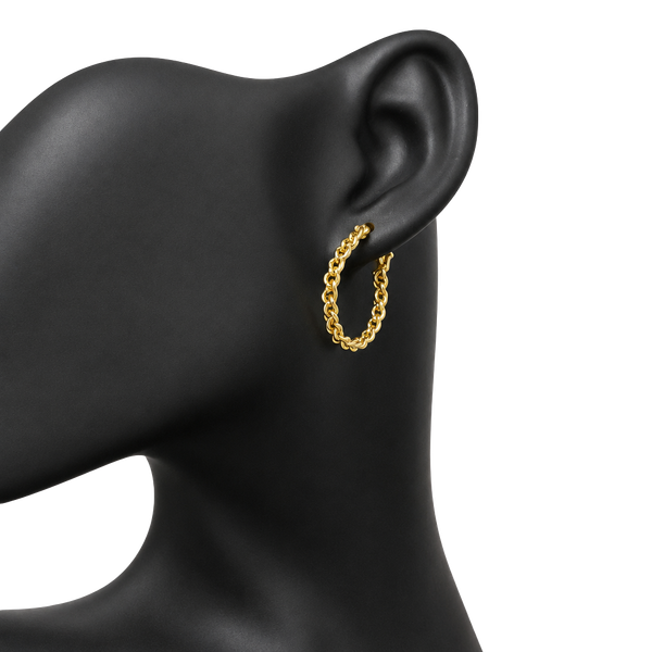 Vintage 90s 925 Sterling Silver Vermeil Gold Tone Rope Twist Hoop Earrings