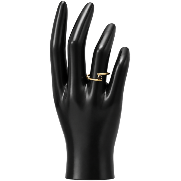 Gold Tone Black Stone Crossover Ring