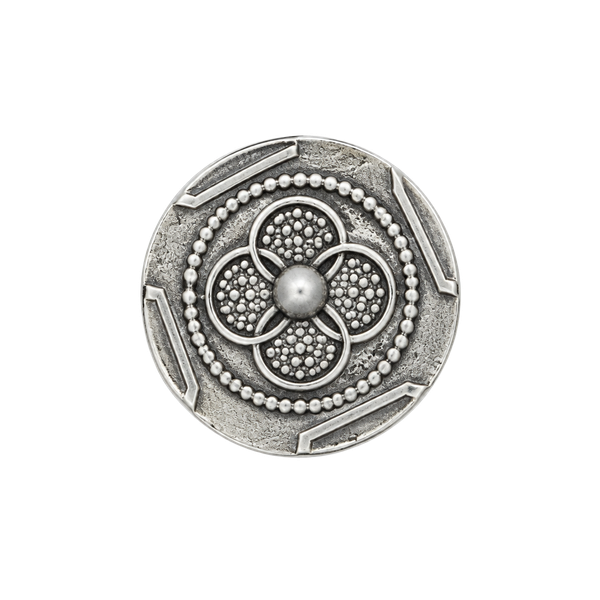 Vintage Silver Tone Round Textured Pattern Clip On Earrings