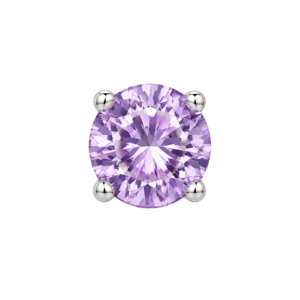 Lavender CZ Prong Set Round Solitaire Stud Earrings Silver