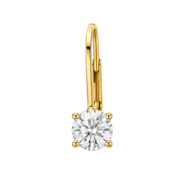 14K Yellow Gold Solitaire Leverback Diamond Earrings