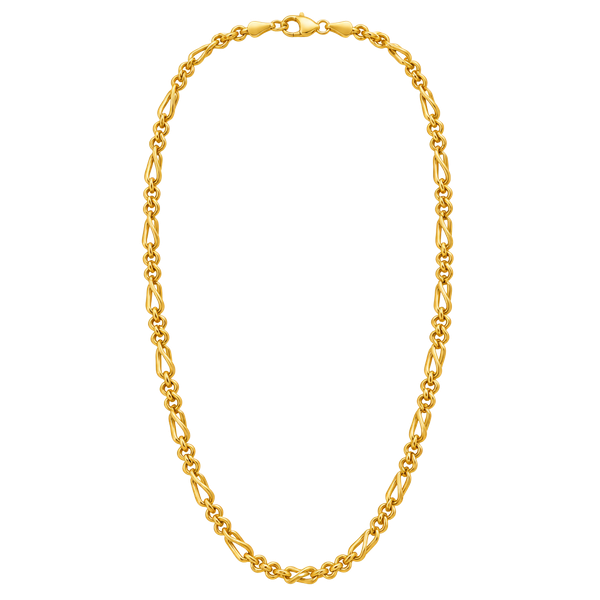 Vintage 90s Figaro Link Chain Necklace 24K Gold Plated