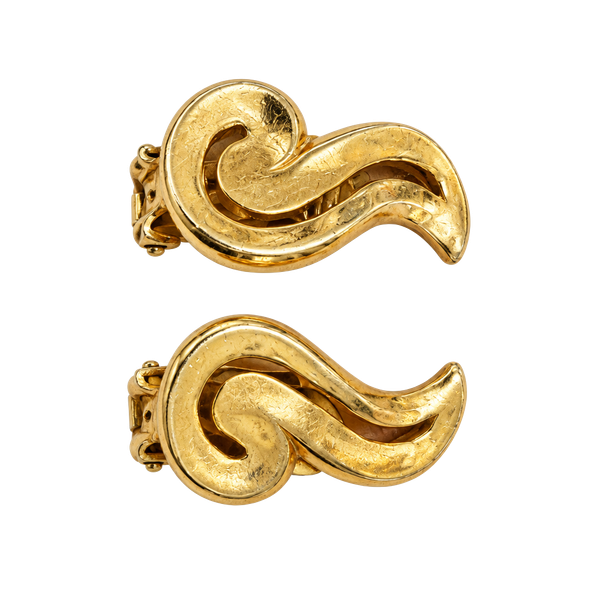 Vintage Gold Tone Swirled Clip-on Earrings