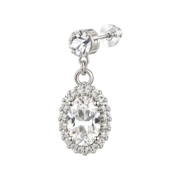 Unbranded Crystal Halo Dangle Earrings Silver-Tone Rhinestone Drop