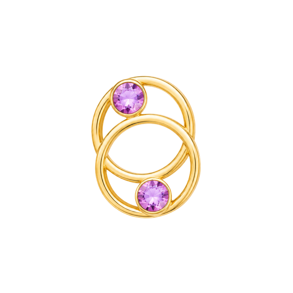 Y2K Gold Tone Interlocking Circle Stud Earrings With Amethyst Purple Stones
