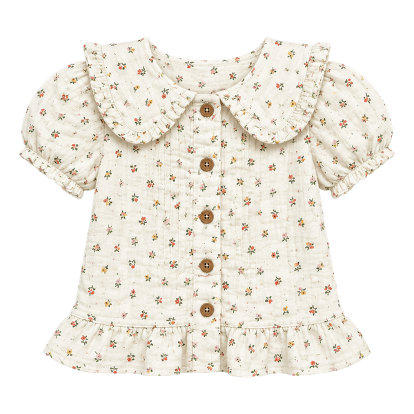 Cat & Jack Short Sleeve Peter Pan Collar Woven Peplum Top Size 5T