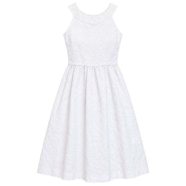 Theory Dress Size 8 White Linen Blend Halter Midi Sleeveless