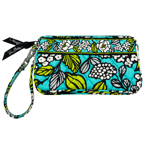 New Vera Bradley Island Blooms Quilted Wristlet Wallet Aqua Blue Green Floral