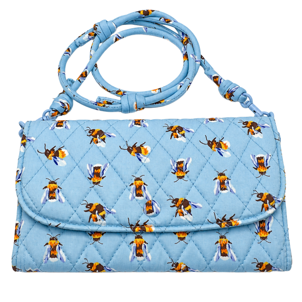 Vera Bradley Wildwood Wallet Crossbody Bee's Knees Quilted Blue