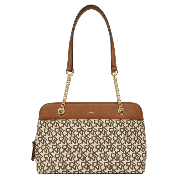 DKNY Bryant Park Medium Triple Compartment Top Zip Satchel - Chino/Caramel