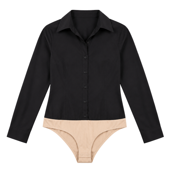 Boston Proper Black Button-Down Shirt Bodysuit Size 6