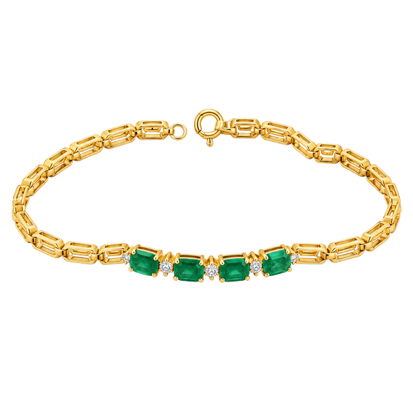 A. M. G. Green Agate And Diamond 925 Sterling Silver Bracelet