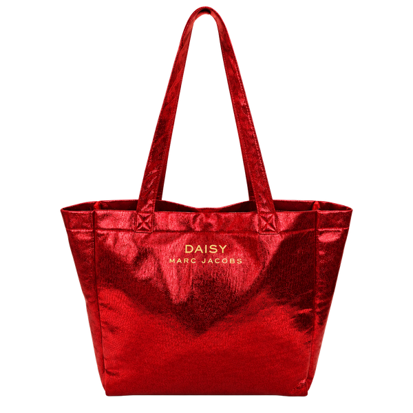 Marc Jacobs Daisy Red Metallic Tote Shopping Bag
