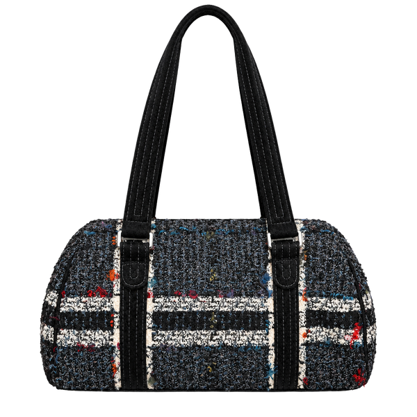 Vera Bradley Black Plaid Tweed Satchel Shoulder Bag