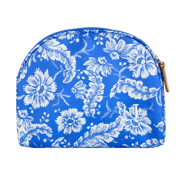Lauren Ralph Lauren Blue White Floral Toile Cosmetic Pouch Makeup Bag