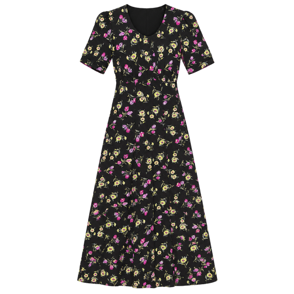 Jamie Brooke Floral Midi Dress Size M Black Rayon