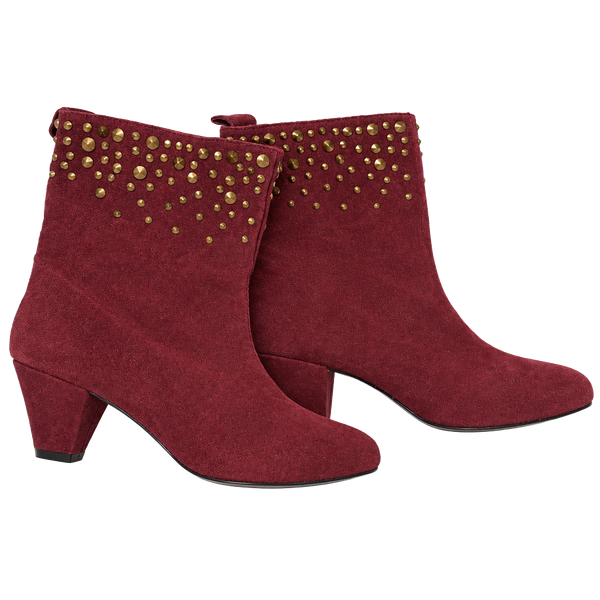 Colin Stuart Studded Suede Booties Size 9B Burgundy