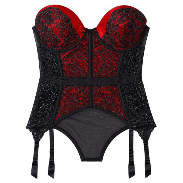Victorias Secret Black and Red Pushup Bustier Corset