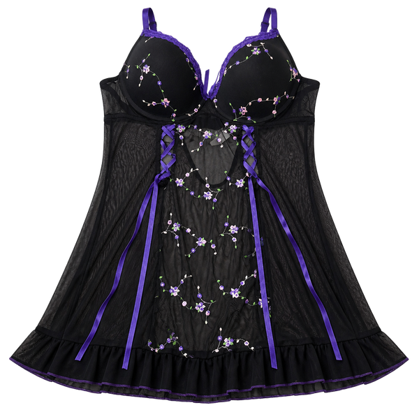 Indulgence By Piatta Babydoll Chemise Size 2X/40 Black