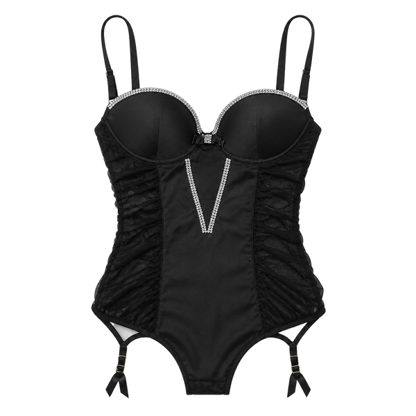 Victoria's Secret Corset Size 34B Black Rhinestone