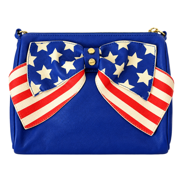 Betsey Johnson American Flag Bow Crossbody Bag Blue