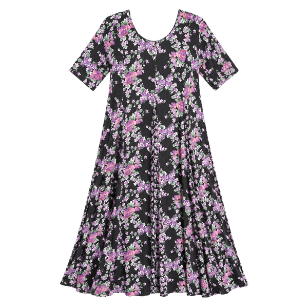 Vintage Broadway Star Floral Maxi Dress Size S Black Rayon