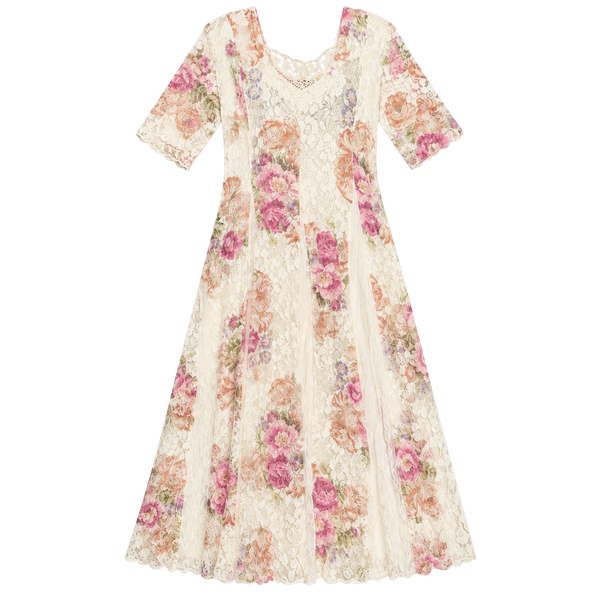Nostalgia Vintage Floral Lace Midi Dress Size M