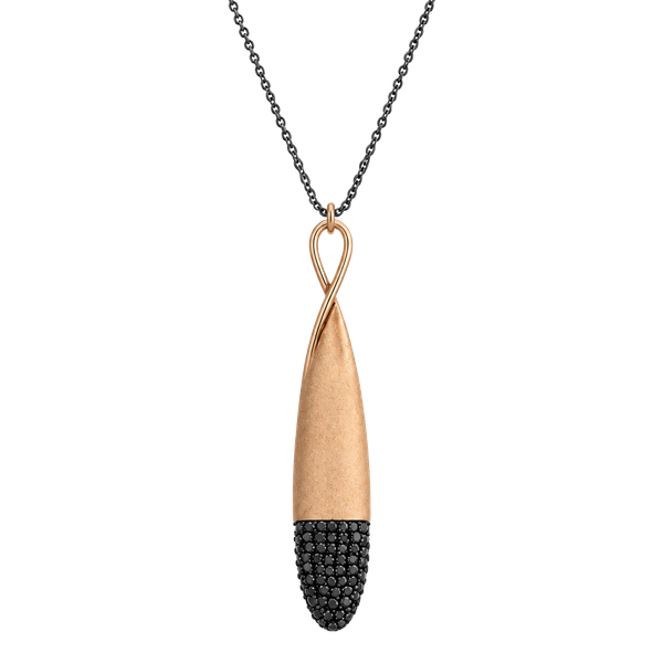 Gold Tone Jewel Dipped Infinity Pendant Necklace- Black