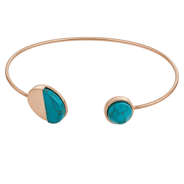 Dainty Gold Circle Cuff- Turquoise Howlite