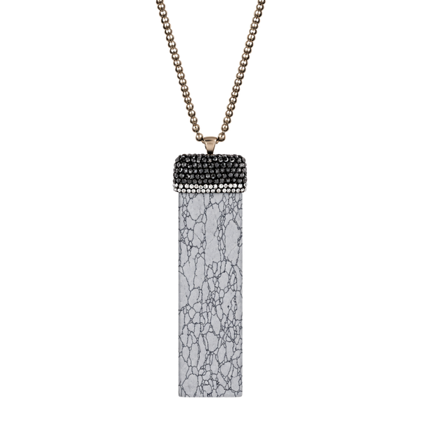 Natural Stone Beaded Pendant Necklace- White Howlite