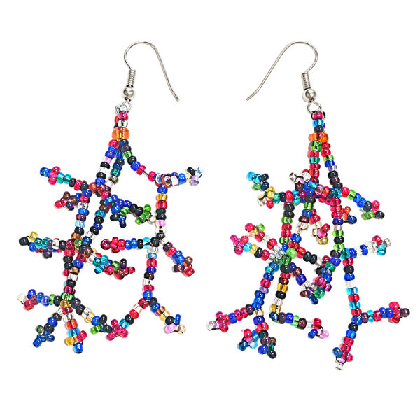Multicolored Seed Bead Branch Earrings