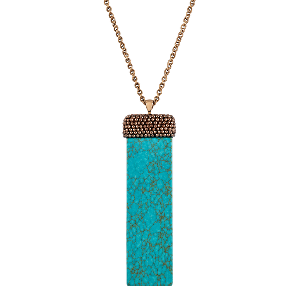 Natural Stone Beaded Pendant Necklace- Turquoise