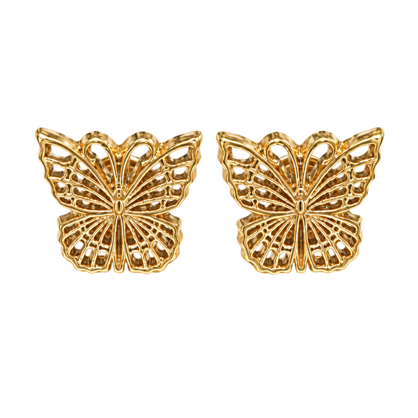 Gold Carved Butterfly Post Earrings