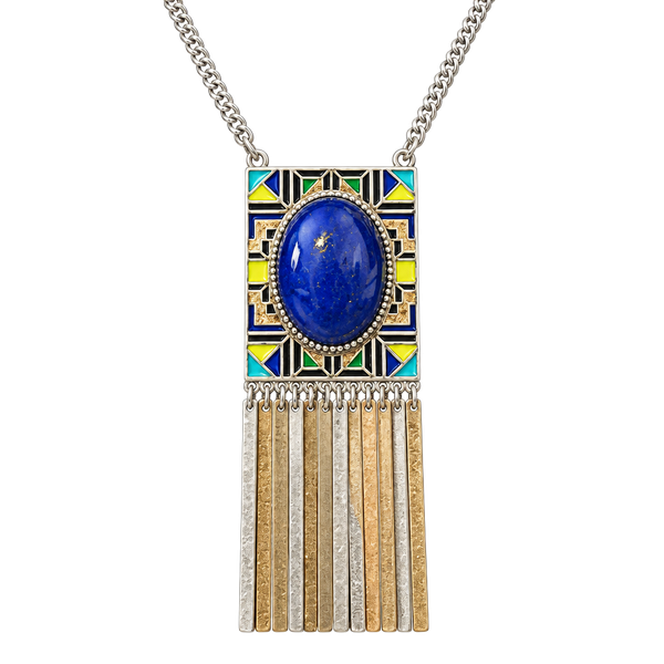 Blue/Green/Yellow/Gold Tribal Necklace