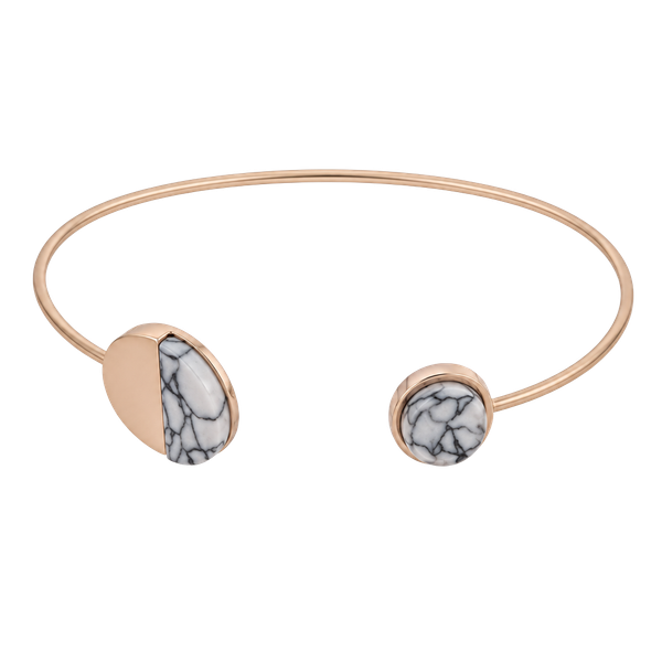 Dainty Gold Circle Cuff- White Howlite