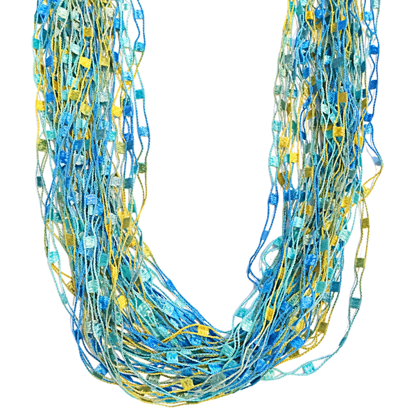Layered Thread Necklace- Blue & Green